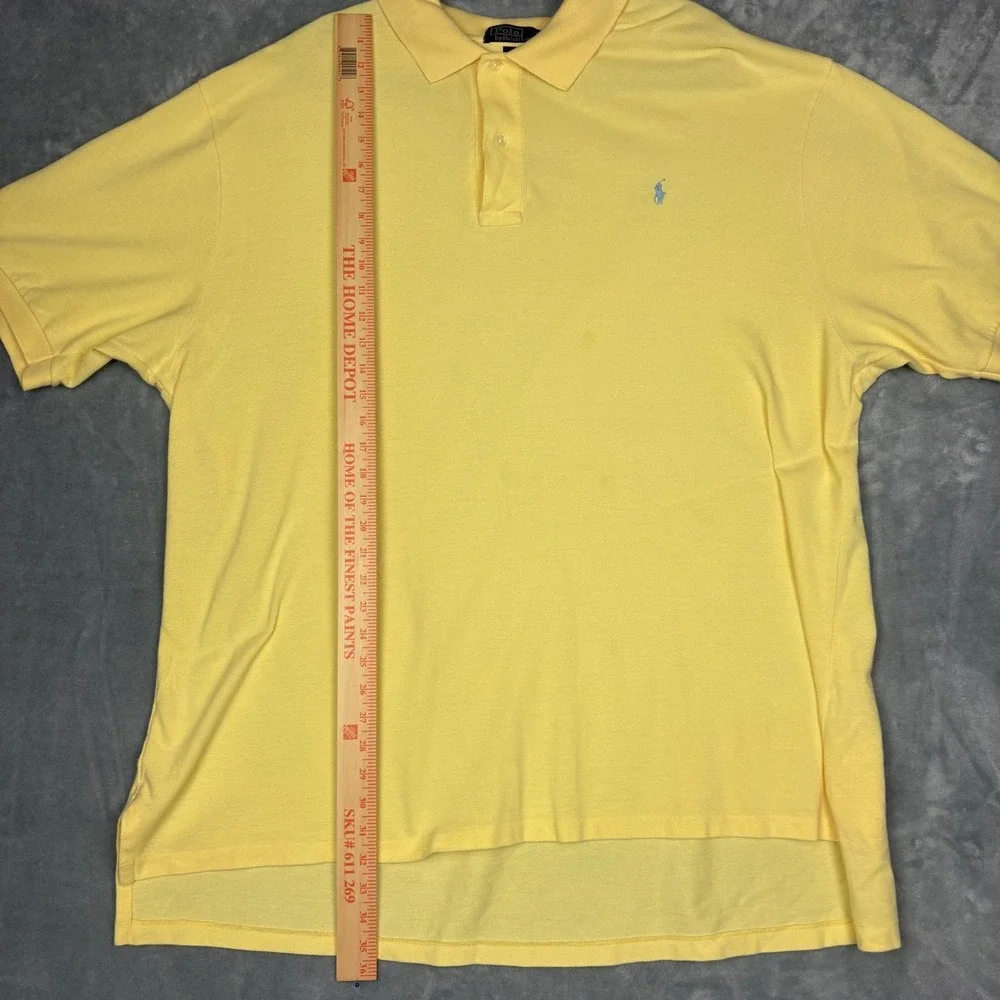Polo Ralph Lauren Mens Big 2X Yellow Short Sleeve‎ Pique Polo Shirt Hi-Lo Hem